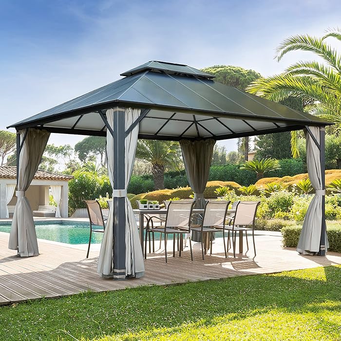 Buy 12x14FT Hardtop Gazebo, Permanent Outdoor Aluminum Patio