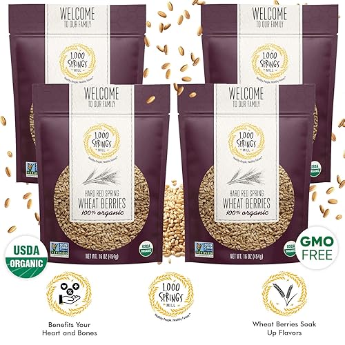 Miniatura 9 de 1000 Springs Mill - Bayas orgánicas de trigo de primavera roja dura  Utilizadas para cereales y ensaladas pan de trigo integral harina fresca