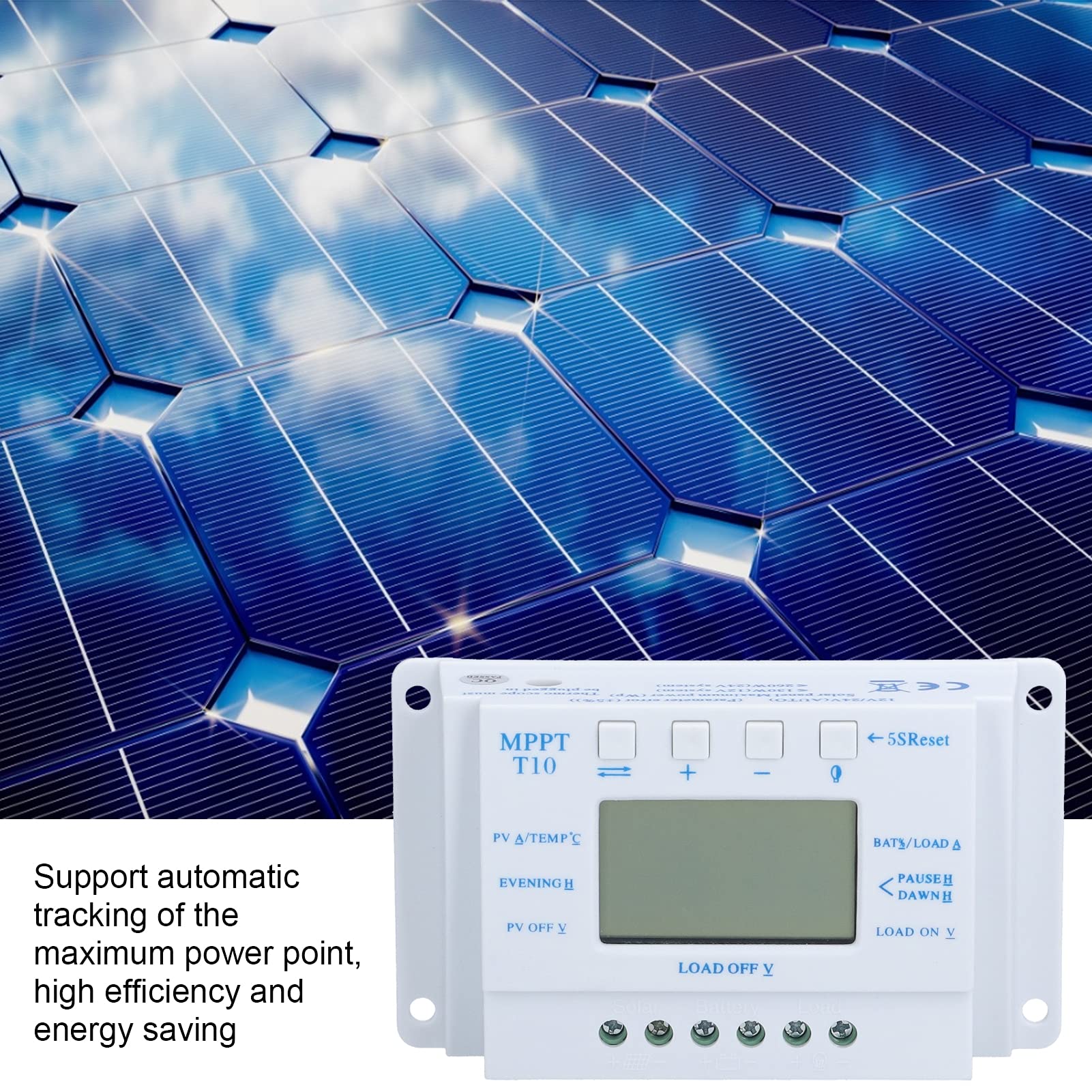 Hyuduo Contrôleur de Charge Solaire MPPT avec écran LCD, 12V/24V Auto
