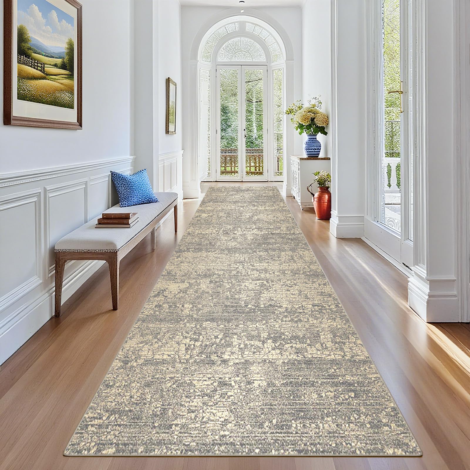 Dywaniki do przedpokoju, zmywalne, do kuchni, przedpokoju, biura, sypialni, antypoślizgowy dywan z akcentem podłogowym, do domu, 90 x 260 cm, beżowy