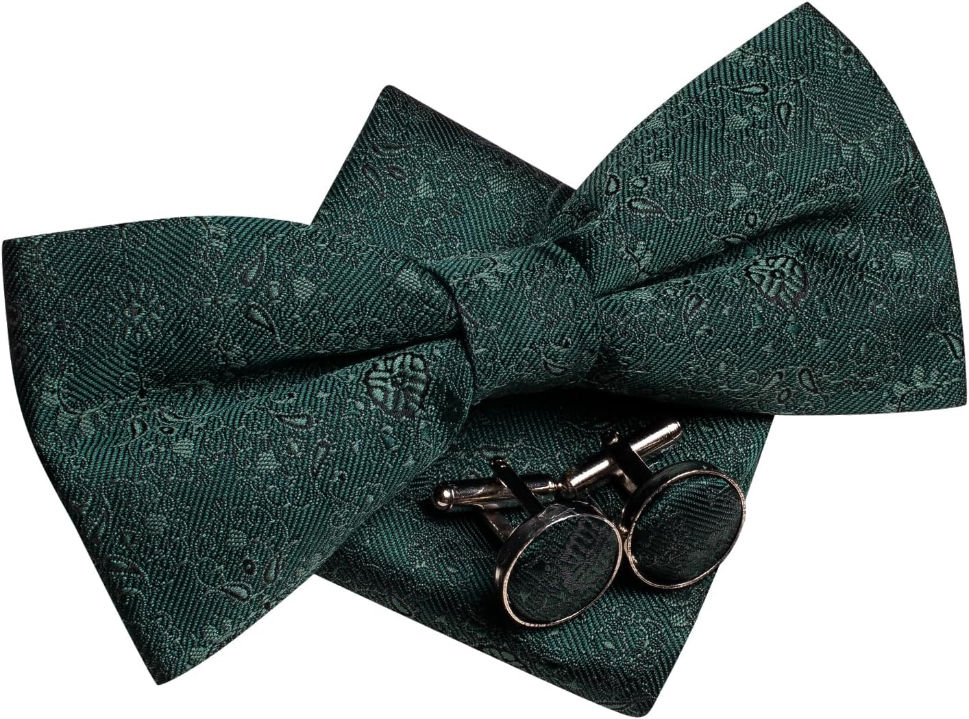 Hi-Tie Bow Ties for Men Pre-Tied Pocket Square with Cufflinks Mens Bowtie Sets for Wedding Formal Party - Image 5