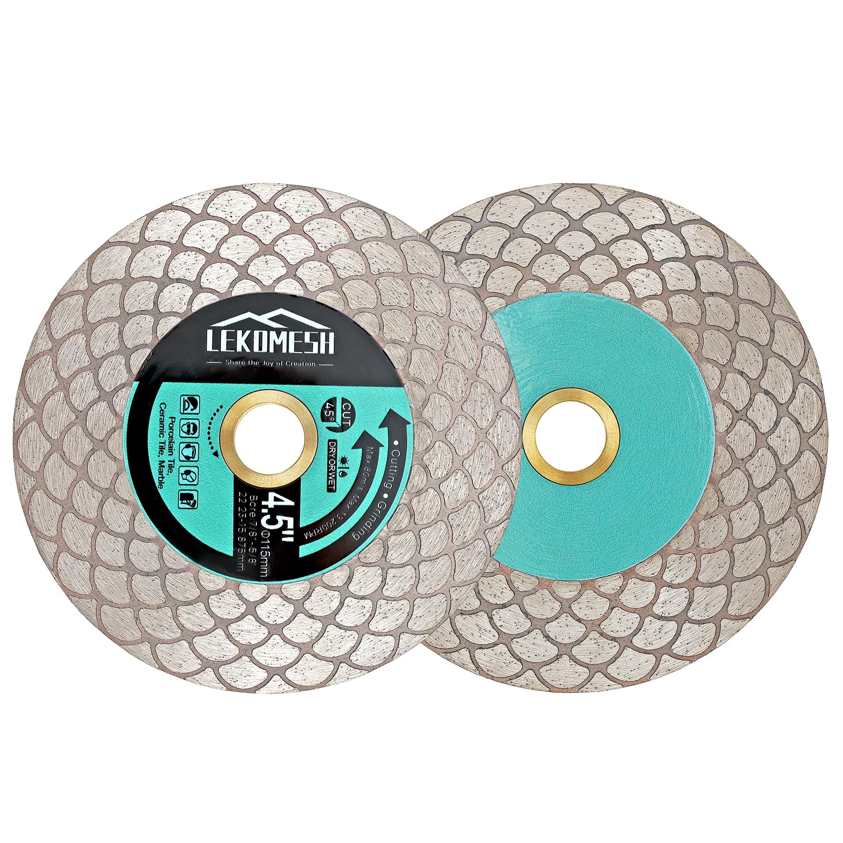 Disque Diamant Carrelage 115x22,23mm LEKOMESH - 2pcs Lame de Scie Diamant Pour Couper et Meulage Carrelage,Céramique,Marbre,Granit,Pierre Artificielle,Meuleuse D'angle, Ventilateur
