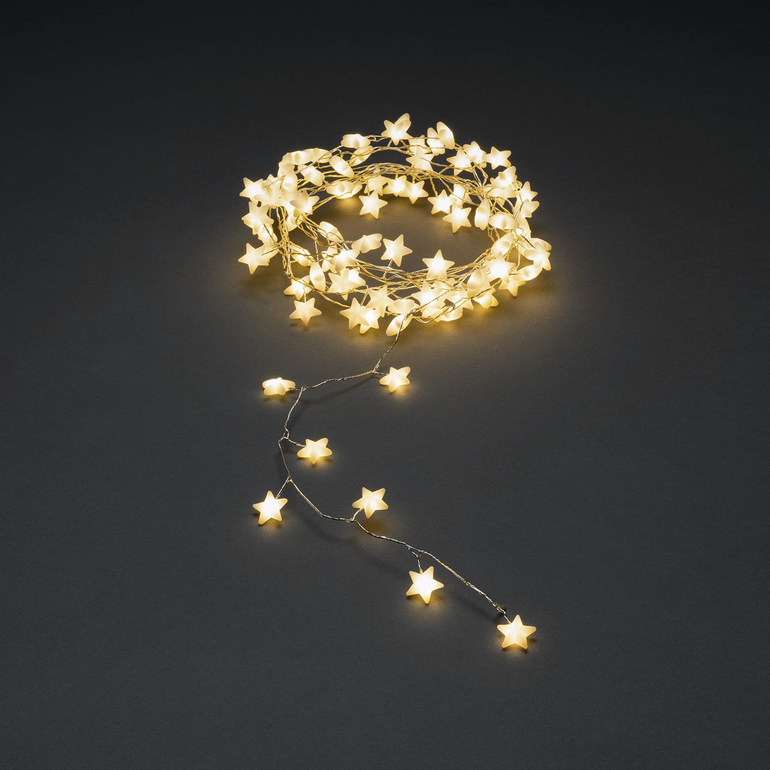 Konstsmide LED Sternenlichterkette, 90 warm weiße Dioden, 4,5V, Innen, 1,8W, transparentes Kabel - 6435-190