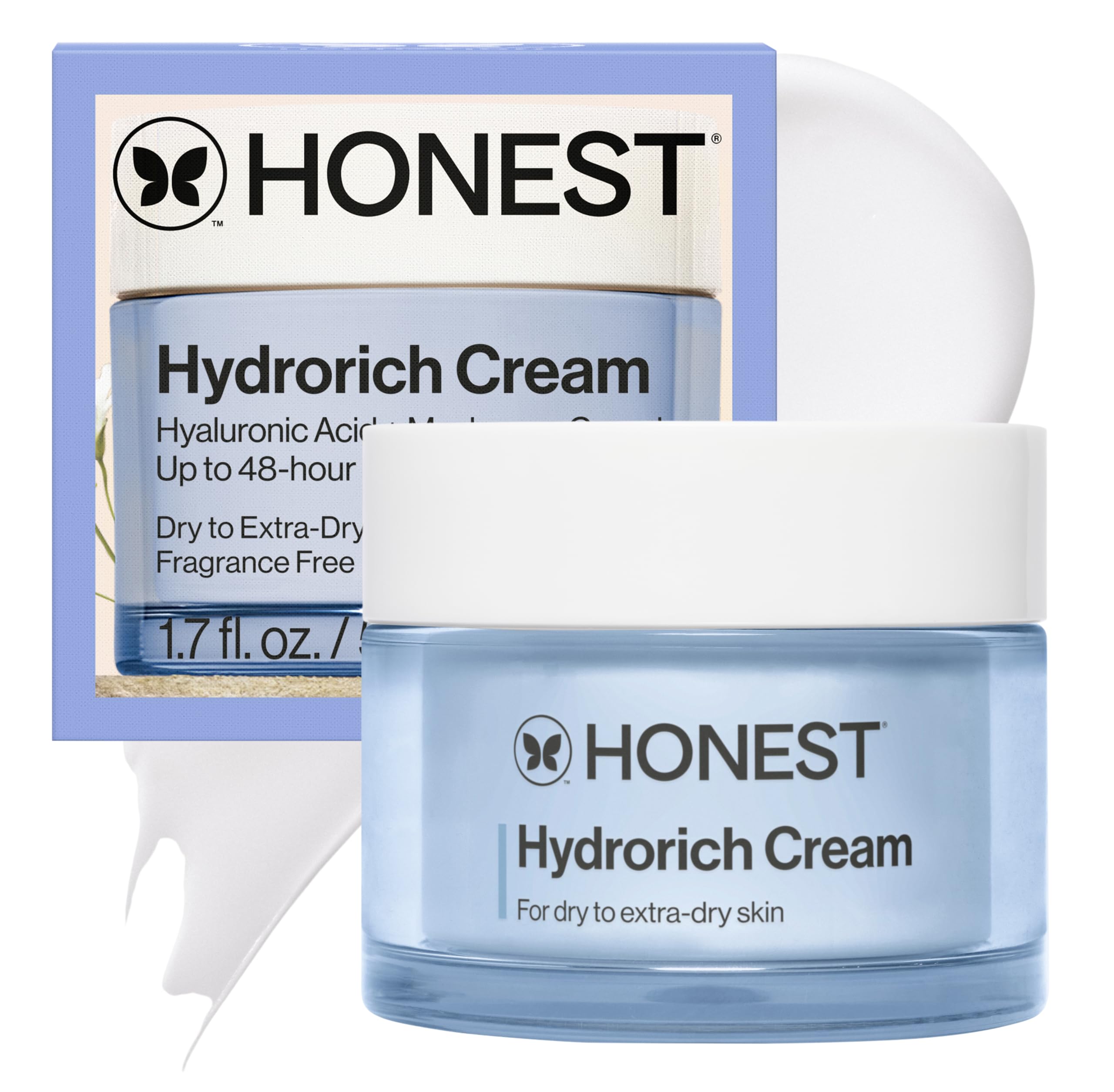 Honest Beauty Hydrorich Cream with Hyaluronic Acid + Mushroom Complex, Clinically Tested for Dry Skin, Dermatologist Tested, Hypoallergenic, Vegan,