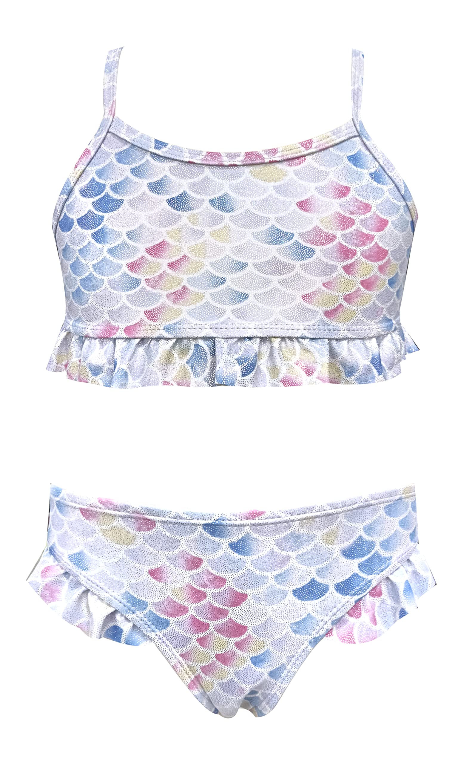 SHEKINI Traje de Baño de Dos Piezas para Niña Volantes Top de Bikini Set Niñita con Triángulo Bikini Bottom Impresión Ropa de Playa para 2-7 años