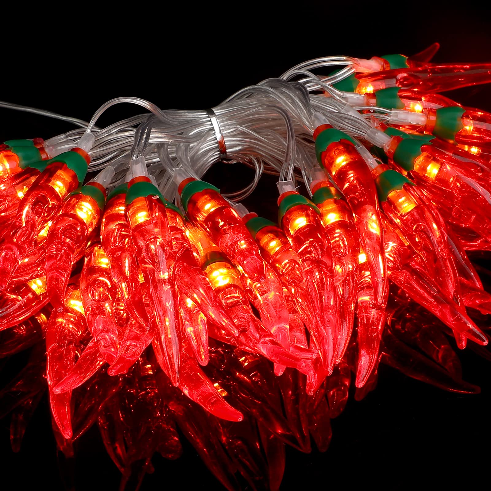 IMIKEYA Red Chili String Light 5M 50 LEDs Chili Pepper Fairy String Lights for Indoor Outdoor Home Party Garden Patio Without Battery