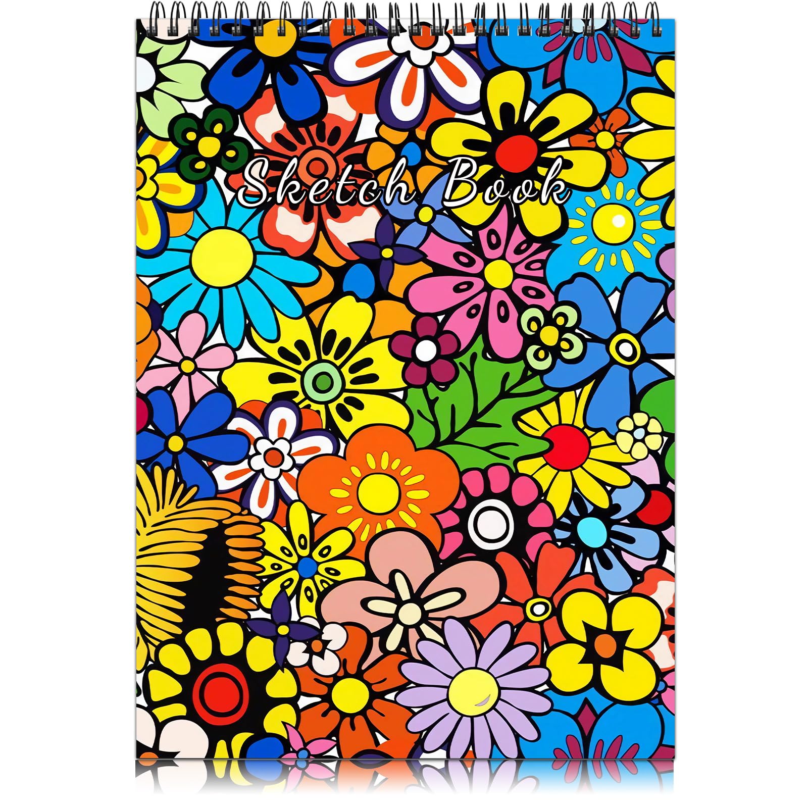 Deokke A4-Skizzenbuch mit Spiralbindung,100GSM 50Blatt/100Seiten,22,9 x 30,5 cm,Nettes und künstlerisches Zeichenbuch,Geeignet für Jungen Mädchen und Anfänger (E13-Blume)