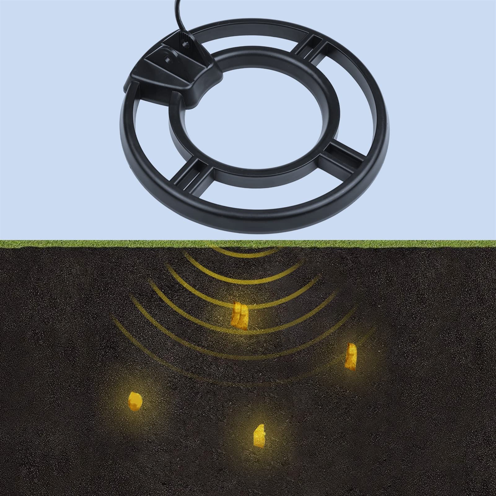 Détecteurs de Métaux, 9,7 Pouces Recherche Bobine étanche Rond Submersible de Bobine Gold Nugget Compatible avec Détecteur métal