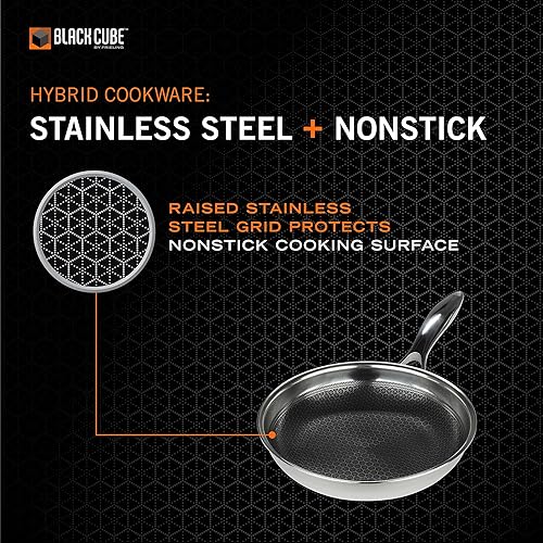 Miniatura 2 de Black Cube Hybrid Quick Release Cookware - Juego de 6 sartenes de 8, 11 y 12.5 pulgadas con tapas de vidrio templado, mango que se mantiene fresco,