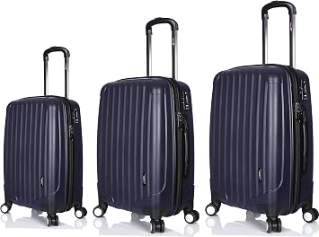 Amazon.com: LuggageX - Juego de 3 maletas ligeras rígidas de 28 pulgadas +  24 pulgadas + 21 pulgadas (azul marino) : Ropa, Zapatos y Joyería