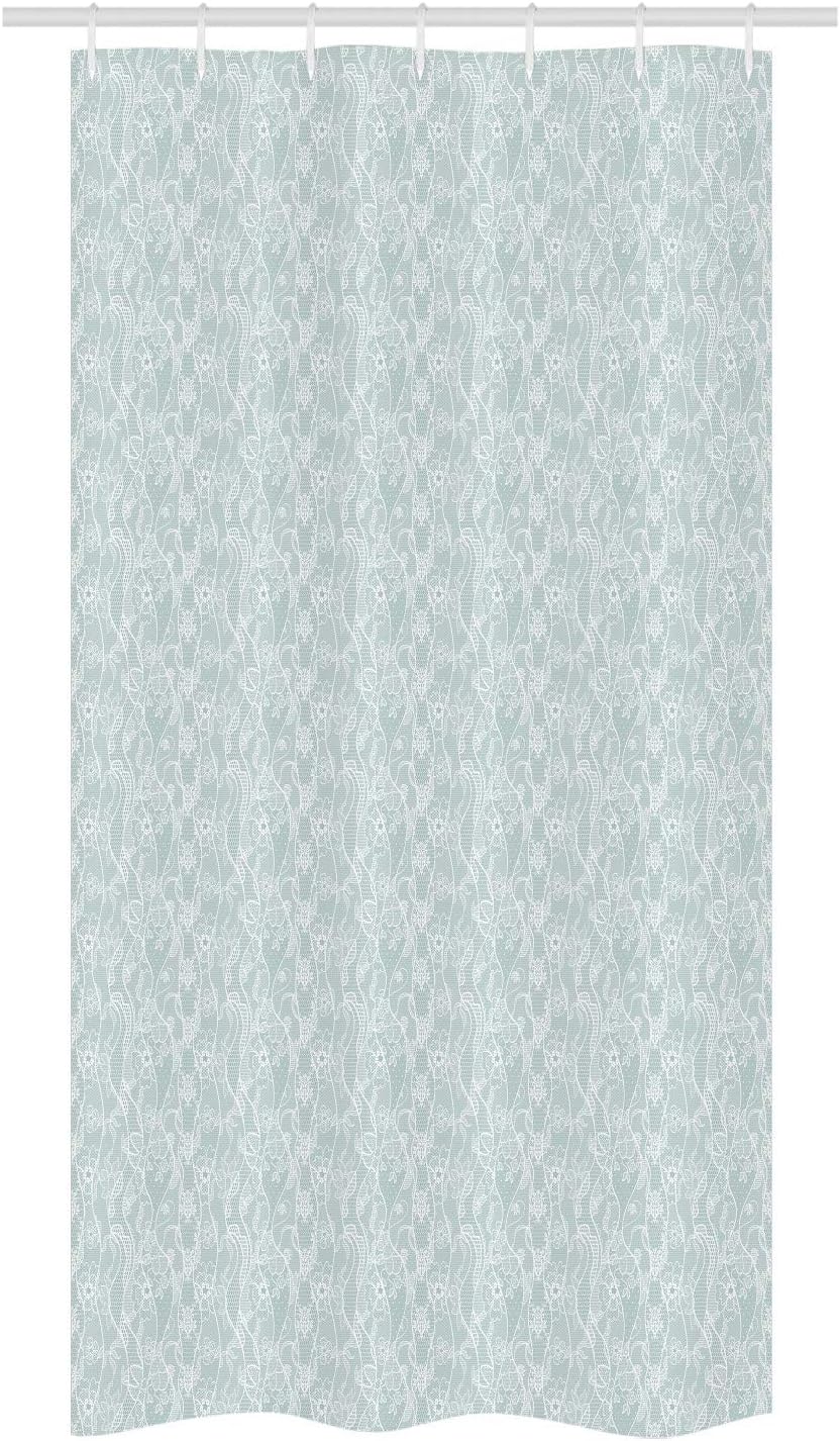 Ambesonne Vintage Stall Shower Curtain, Lace Pattern Backdrop with Floral Composition Victorian Inspirations Wedding, Fabric Bathroom Decor Set with Hooks, 36" W x 72" L, Seafoam White