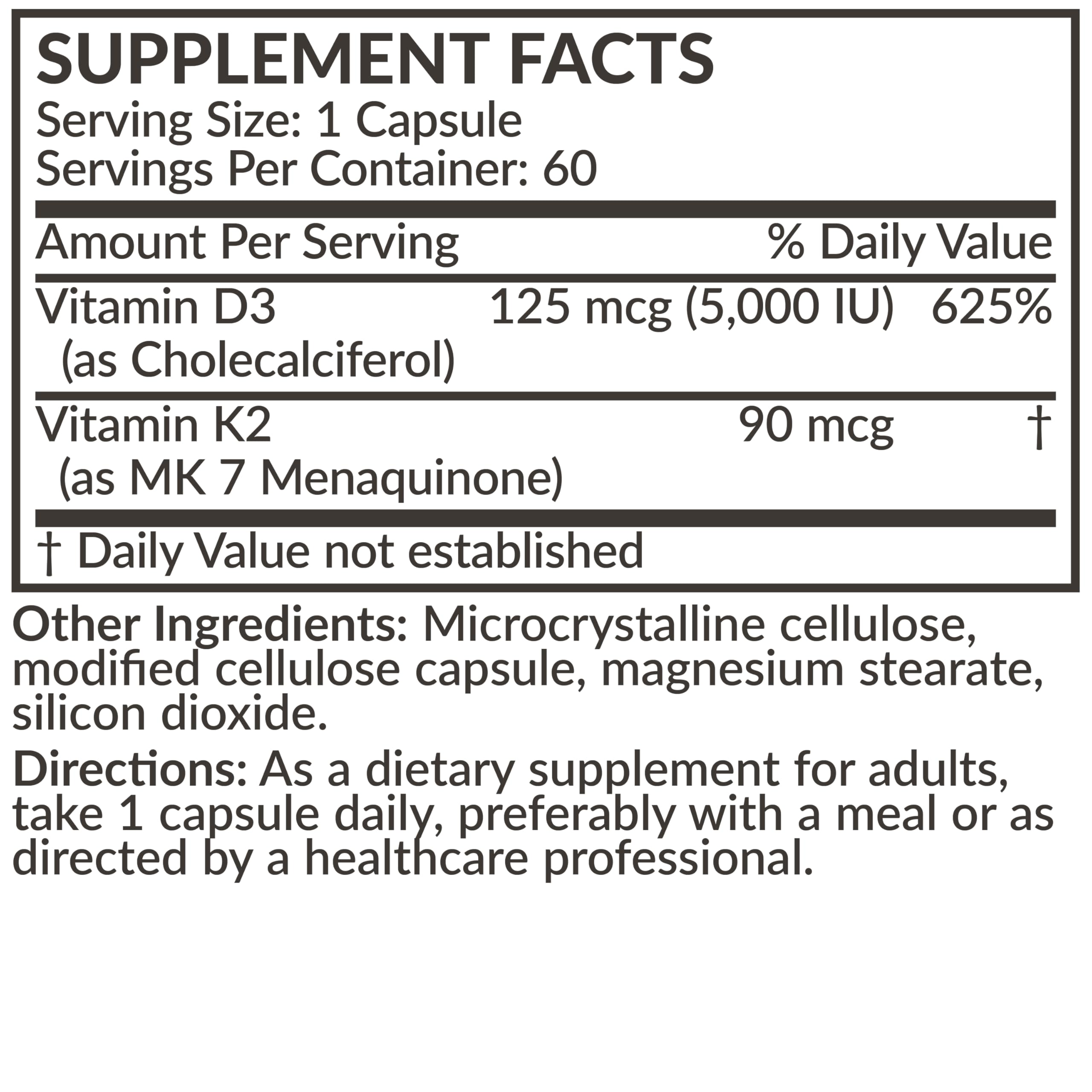Futurebiotics Vitamin K2 MK-7 90 mcg + D3 5000 IU, 60 Vegetarian Capsules — Amazon image 8