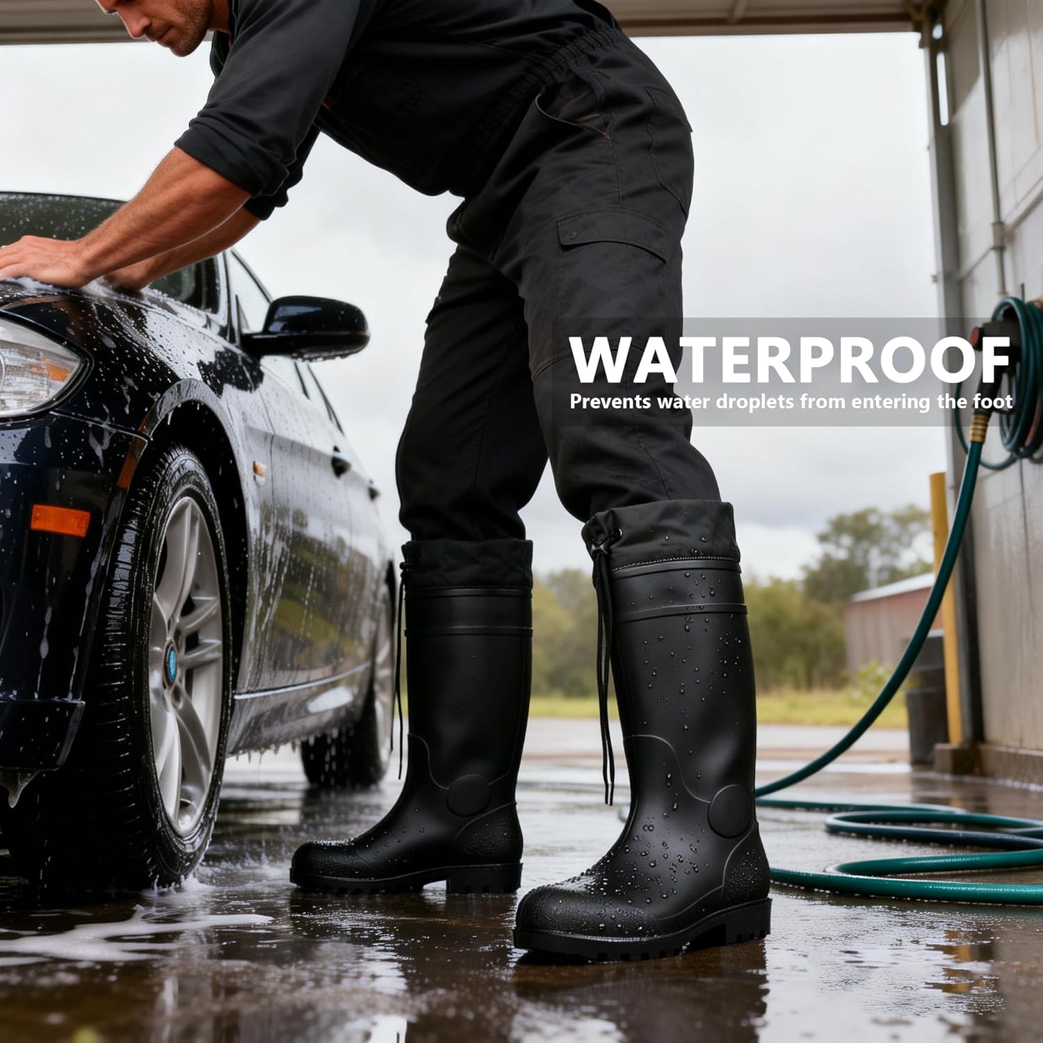 Rain Boots Knee High for Men Waterproof Boot with PVC Rubber Mud Boots Mens, Comfort Lightweight Gardening Fishing Shoes for Yard Farm Outdoor Work - Image 8