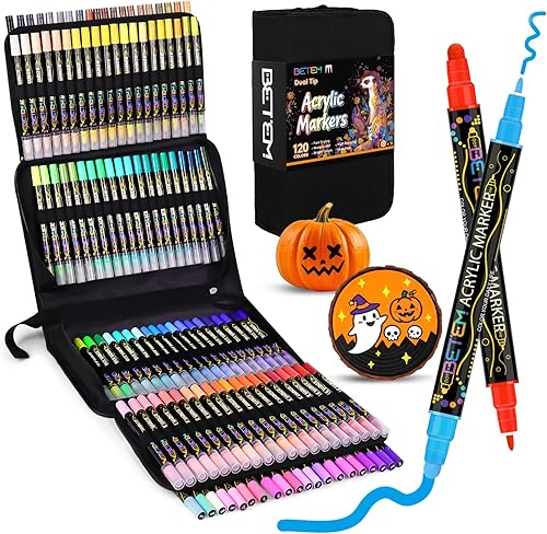 Miniatura 8 de Betem Rotuladores de pintura acrílica de doble punta de 36 colores bolígrafos de pintura acrílica de alta calidad para madera lienzo piedra pintura