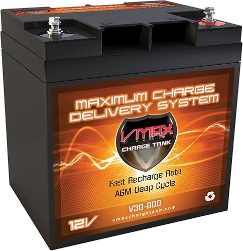VMAX V30-800 Batería AGM de ciclo profundo SLA VRLA de 12 voltios 30Ah para vehículos recreativos marinos de golf solar, baterías de alto