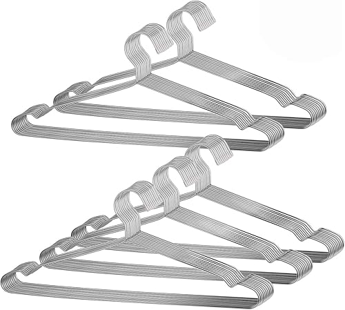 Paquete de 50 perchas de alambre de 16.6 pulgadas para ropa, alambre de acero inoxidable resistente, colgador de ropa de metal de 0.126 in de grosor