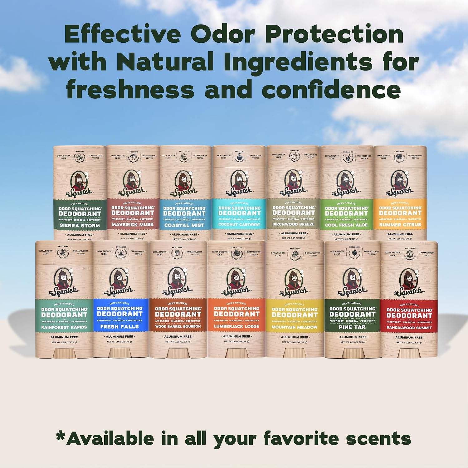 Dr. Squatch Natural Men’s Deodorant, Aluminum Free Deodorant Men (2-Pack)
