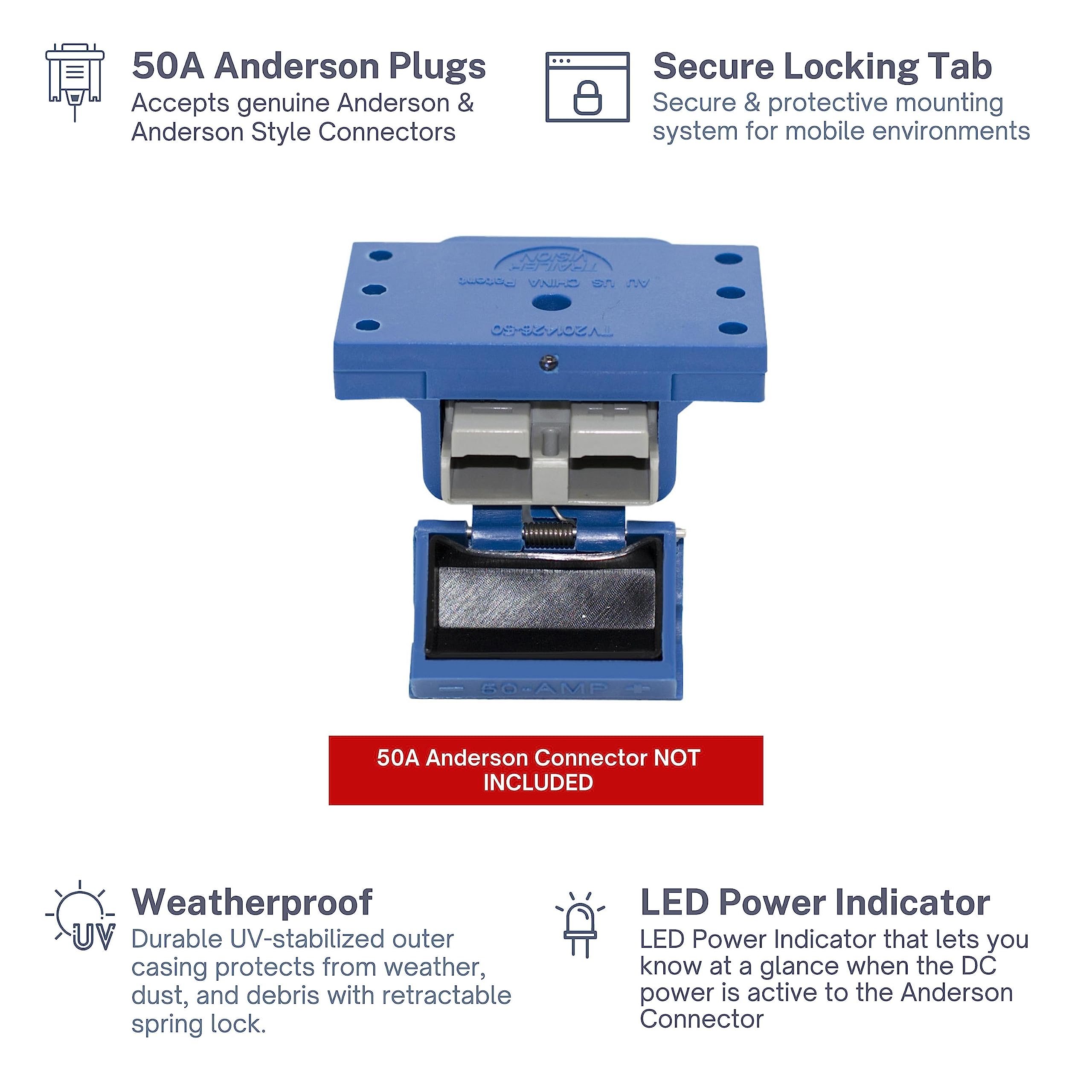 Anderson Plug Kit 50amp Anderson Plug Blue Mounting Kit With LED Power ...