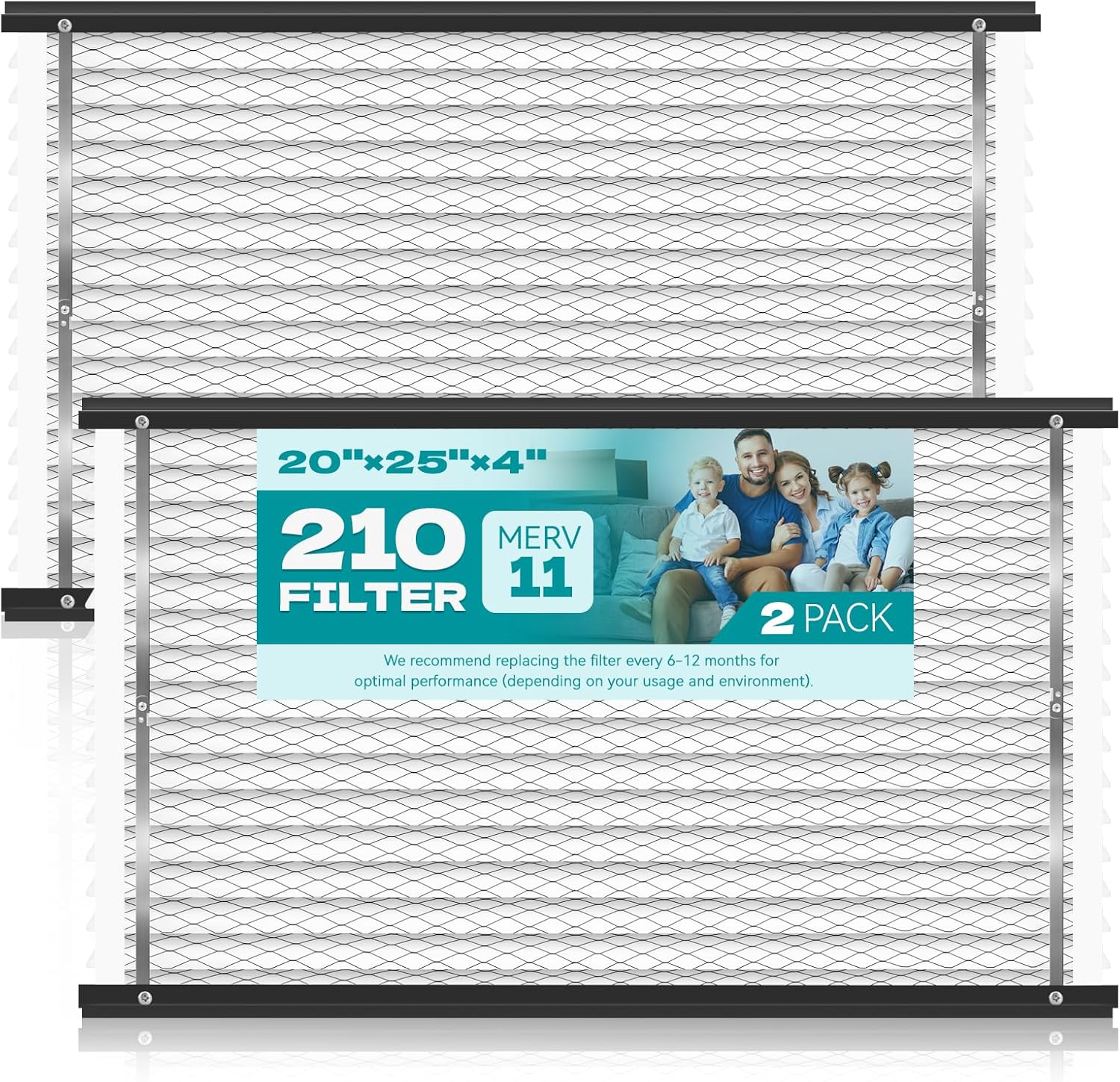 2-Pack 210 Replacement Filter Compatible with AprilAire Whole House Air Purifiers, Models 1210, 1620, 2210, 2216, 3210, 4200, MERV 11 Air Purifiers, Size: 20x25x4