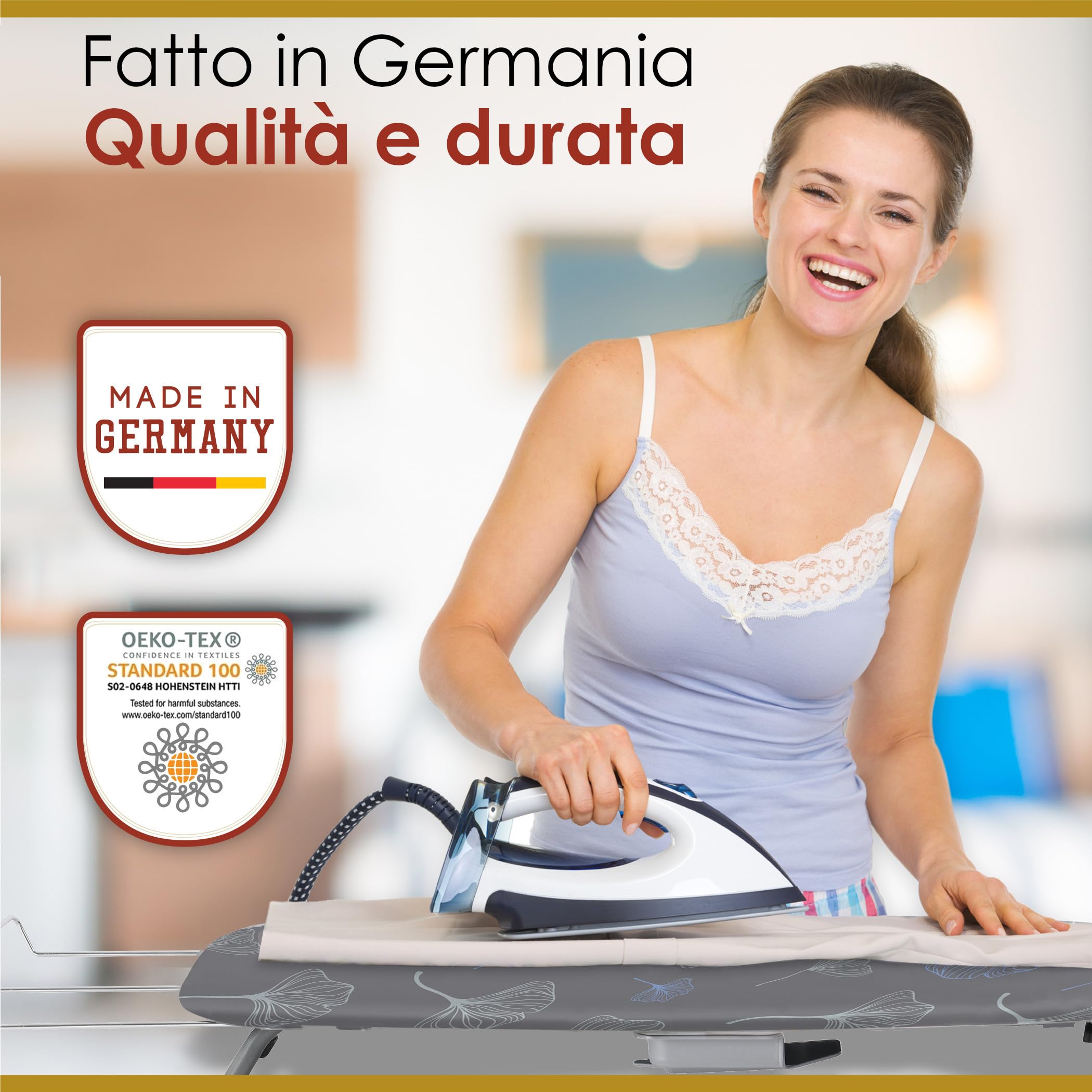 Copriasse Da Stiro In Cotone Imbottito - 100x34cm Blu, Antiaderente E Antiscivolo - Foto 4