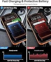 Vista 6 de MRGLAS Cargador de coche rápido para iPhone 17/16 de 90 W, cargador de coche USB C con cable tipo C, PD45W y QC45W, ajuste empotrado, todo metal