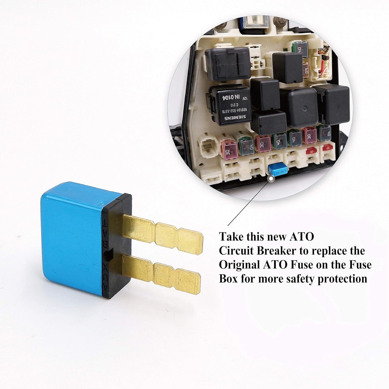 15A, Circuit Breaker T1Thermal Reset, Plug In Mounting, ATC,ATO Blade Type Terminal Connection (2 pcs)