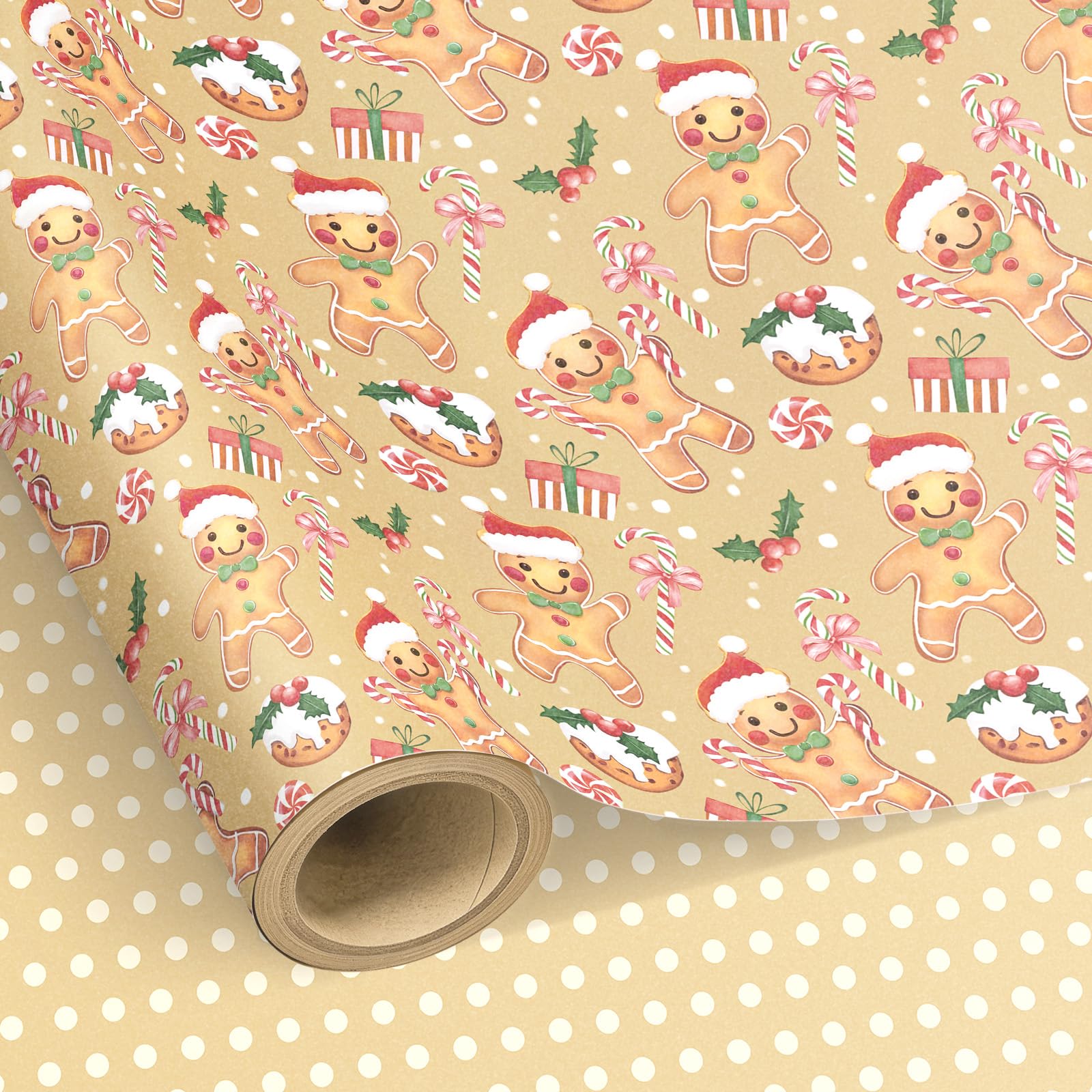 Neloheac Brown Kraft Christmas Wrapping Paper Roll 43CM x 10M Reversible