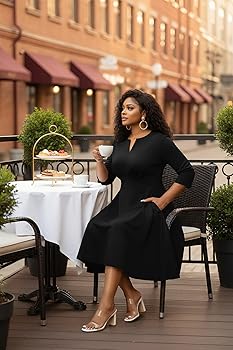 Nmoder Women's Plus Size Stretchy Flared Wrap Dress Casual Wedding