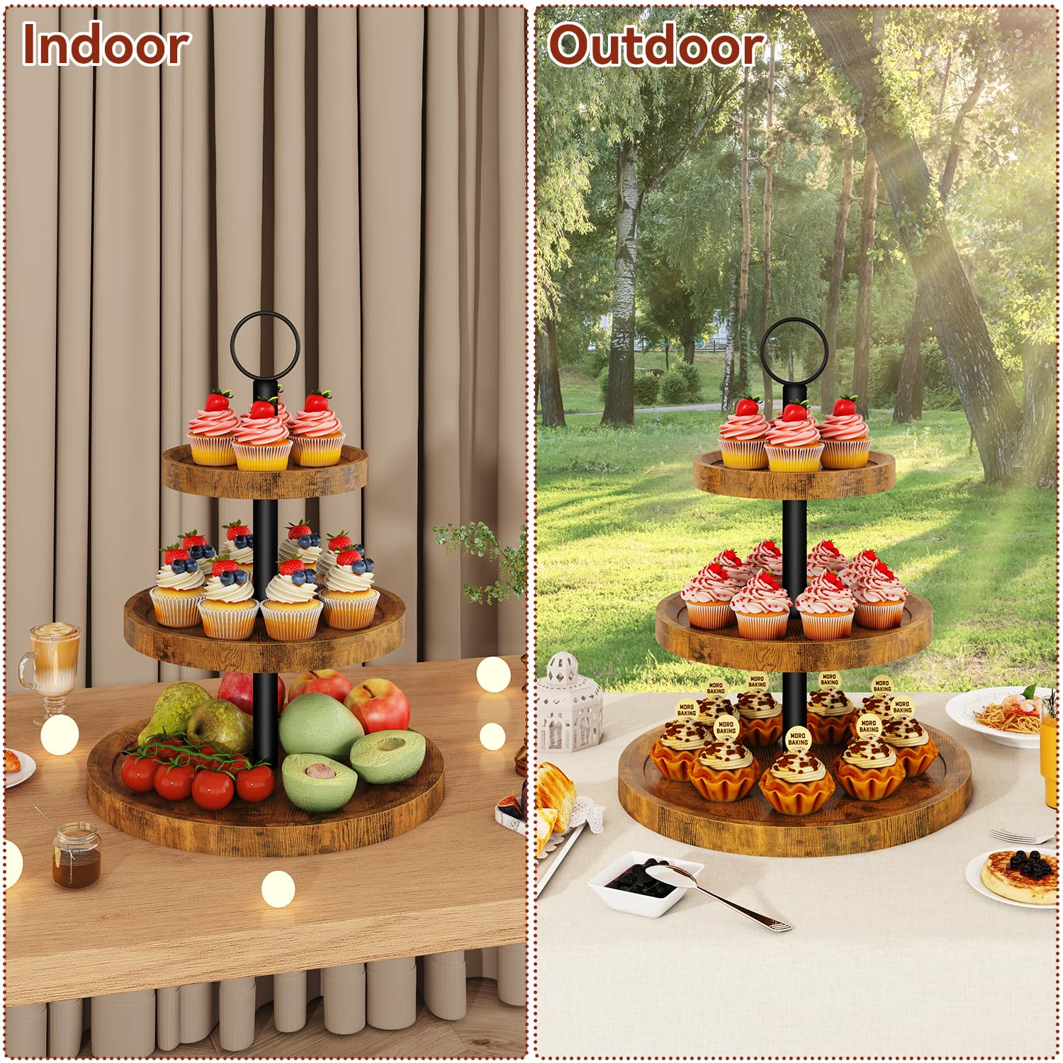 IBUYKE Présentoir Gâteaux Rond,Ensemble de 2,Plateau de Service,TLJ029H-2