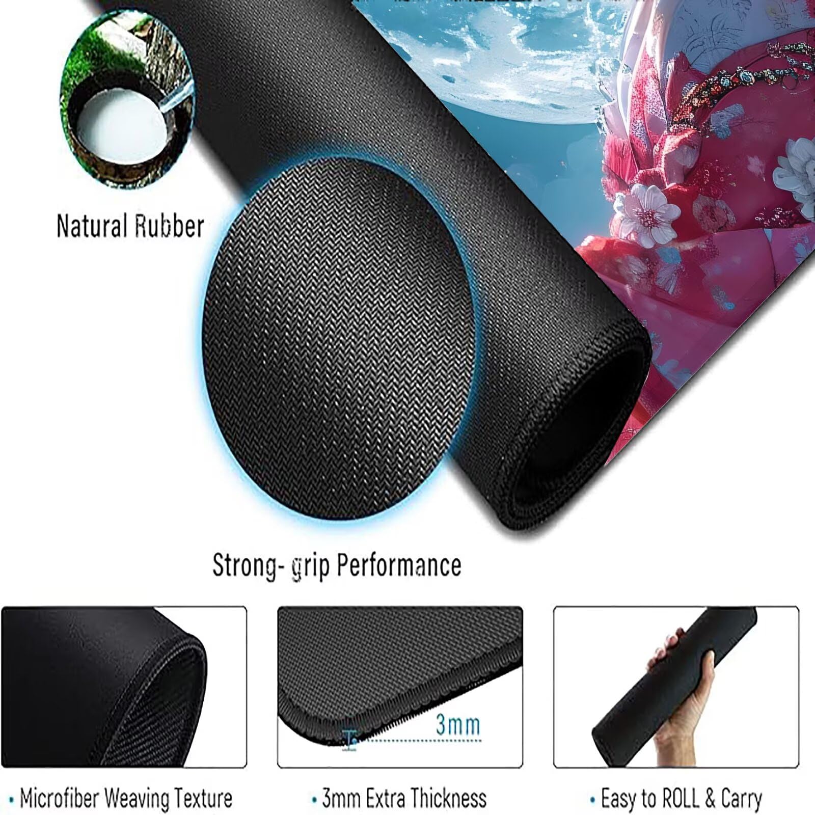 Podkładka pod mysz XXL 1600 x 800 mm różowa podkładka pod mysz dla kobiet podkładka pod mysz biurową podkładka do gier antypoślizgowa gumowa podstawa zszyte krawędzie akcesoria biurowe do gier do