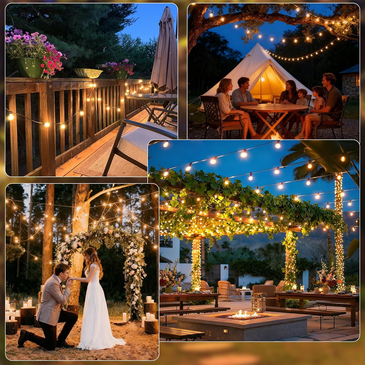 60M Lichterkette Außen Dimmbar, 200FTLED G40 Outdoor Lichterkette mit Fernbedienung, 100+4 Plastikbirne Wasserdicht Hängende Glühbirnen Lights für Terrasse, Garten, Party 2700kWarmweiß