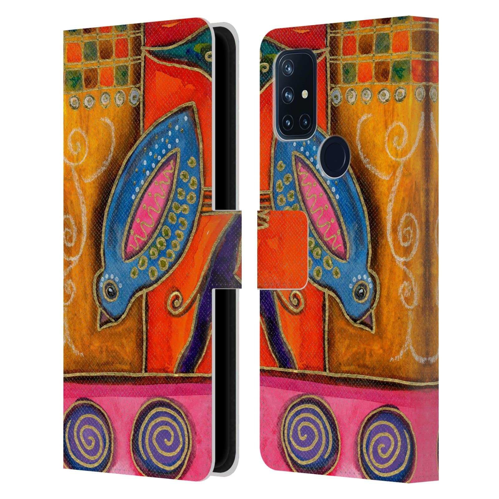 Head Case Designs Officially Licensed Wyanne Funky Little Bird Birds Leather Book Wallet Case Cover Compatible with OnePlus Nord N10 5G