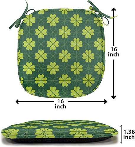 Vista 170 de Lunarable Orient - Cojín de asiento para silla, curlicues florales orientales con elementos artísticos venecianos, hojas de follaje, damasco a