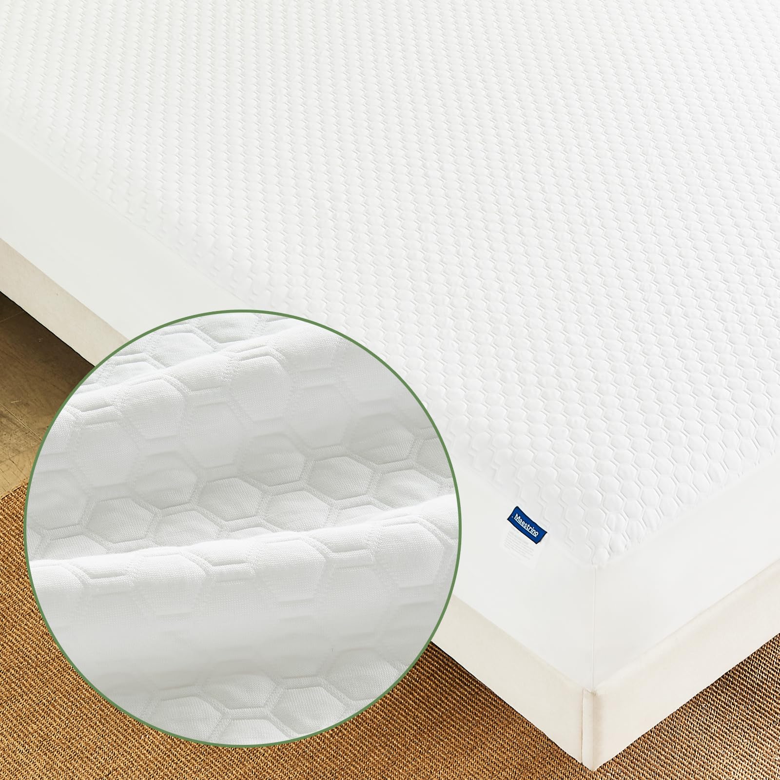 Maestrino Premium Tencel Queen Mattress Protector in White, Natural and Skin Soft, Enjoy Our Waterproof Mattress Cover Fitted with A Deep Pocket, Hypoallergenic, Breathable, Noiseless and Absorbent