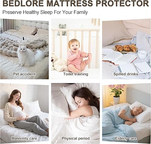 Miniatura 7 de Protector de colchón King, impermeable, silencioso, transpirable, ultrasuave con bolsillo profundo de 6 a 18 pulgadas de profundidad, funda de cama