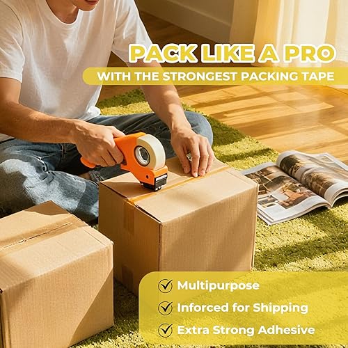 Miniatura 2 de Cinta de embalaje transparente de 3 pulgadas, 24 rollos (55 yardas, 2.0 mil), cinta de sellado industrial resistente para almacén, cumplimiento,