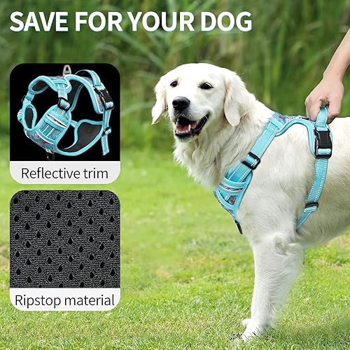 Miniatura 9 de Timos Arnés para perro sin tirones, arnés de chaleco con clip frontal para perros pequeños, arnés acolchado suave reflectante ajustable con 2