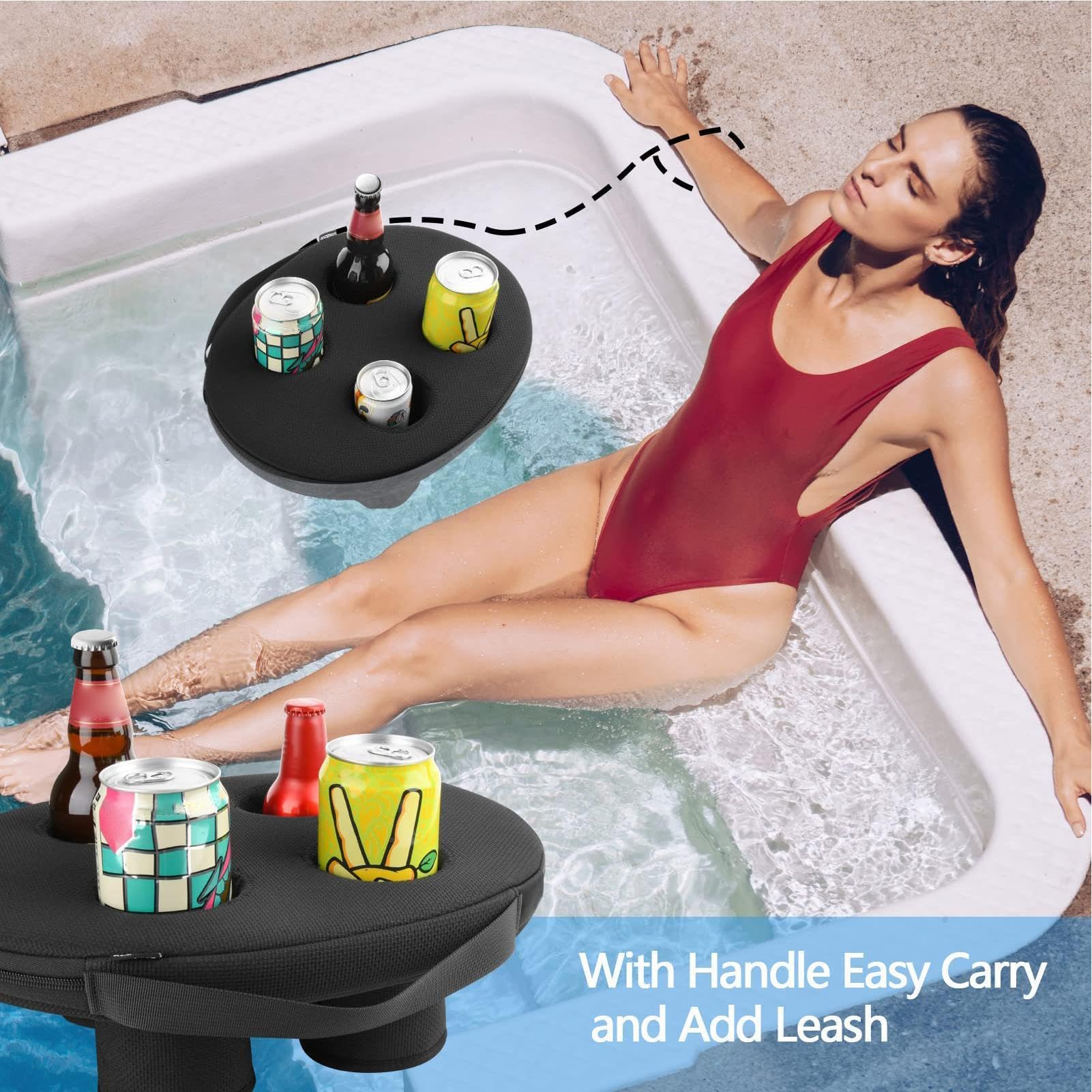 Porte-boisson flottant pour piscine et dessous de verre pour jacuzzi et spa