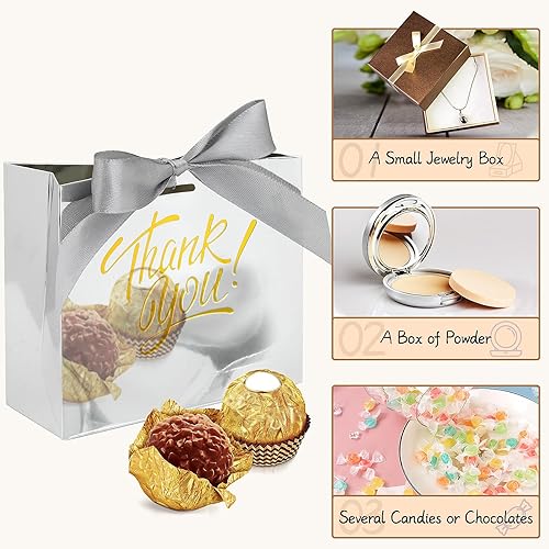 Miniatura 2 de DOYIDE Paquete de 60 pequeñas bolsas de regalo de agradecimiento, 4.5 x 1.8 x 3.9 pulgadas, cajas de regalo de fiesta con cinta de lazo, pequeñas