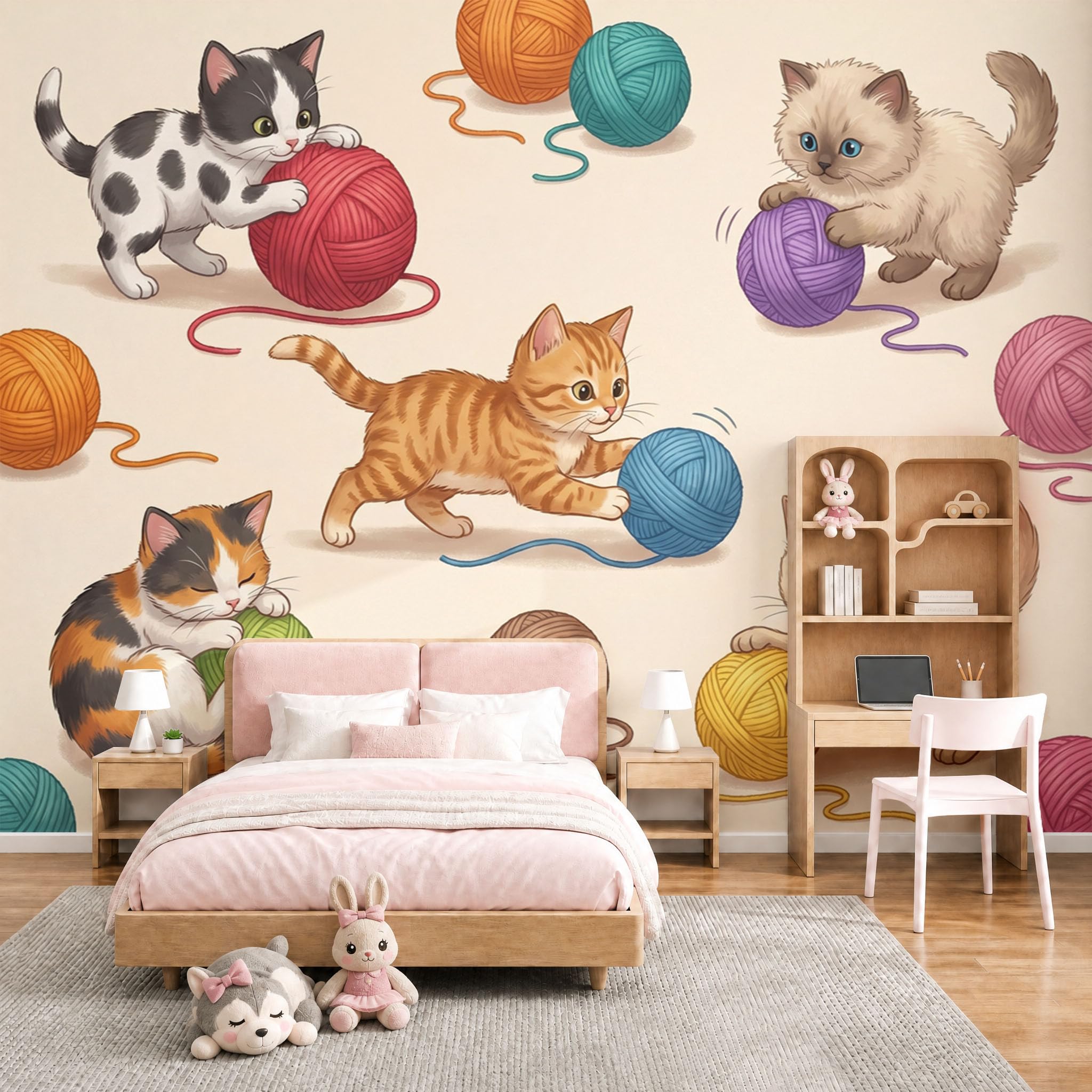 Papier peint chat en laine 400x280 cm en soie murale pour chambre d'enfant