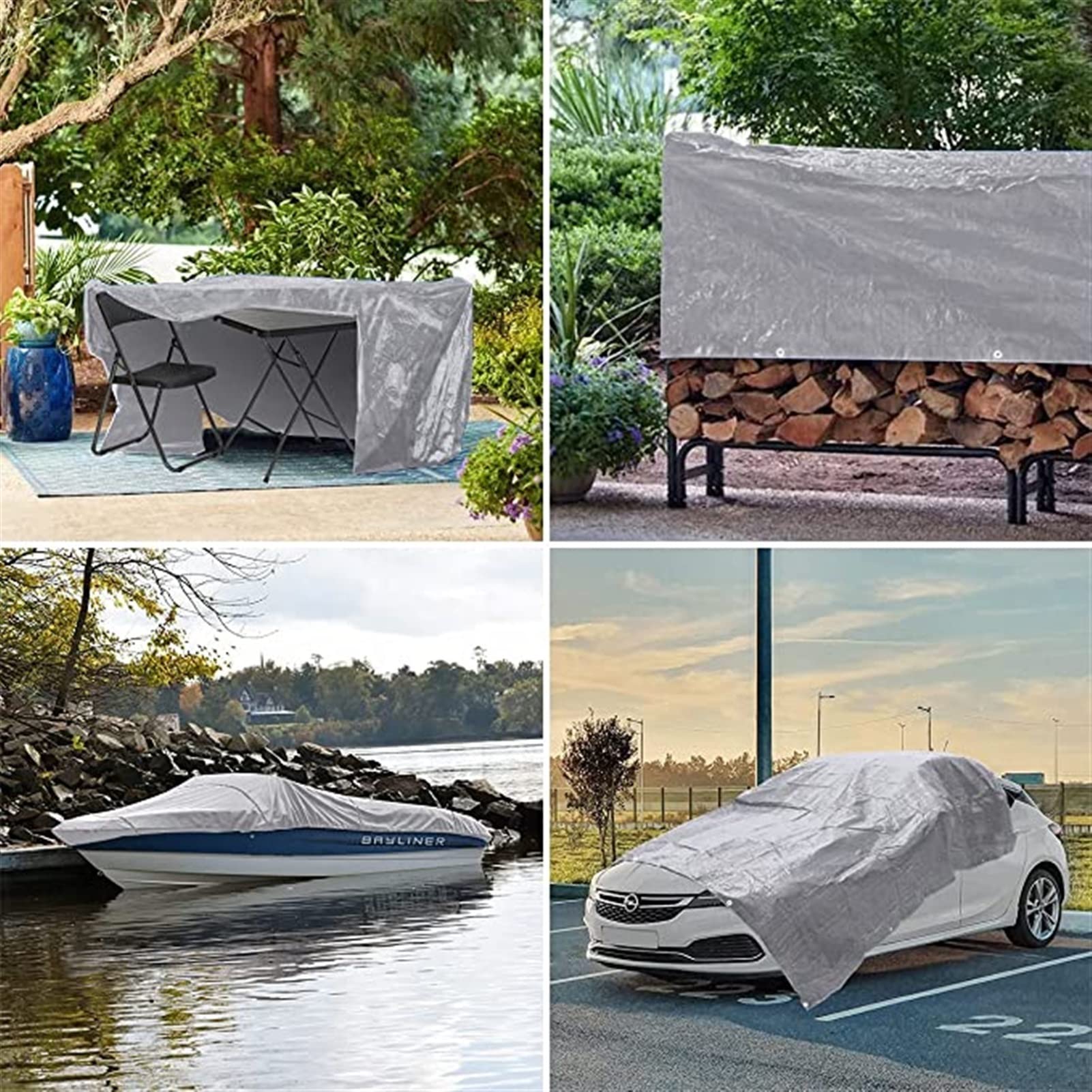 Abdeckplane Wasserdicht 280g/m² PE Schutzplane Mit Ösen UV Beständig