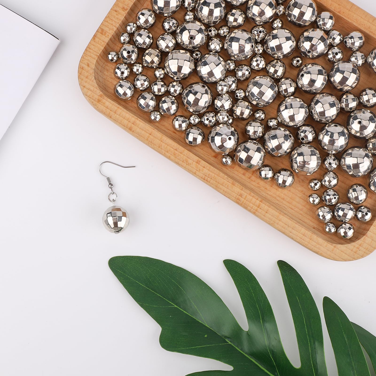 120 Perles Boule à Facettes Disco Argentée - 10mm - Pour Bijoux DIY, Décoration Années 70-80 - Plastique