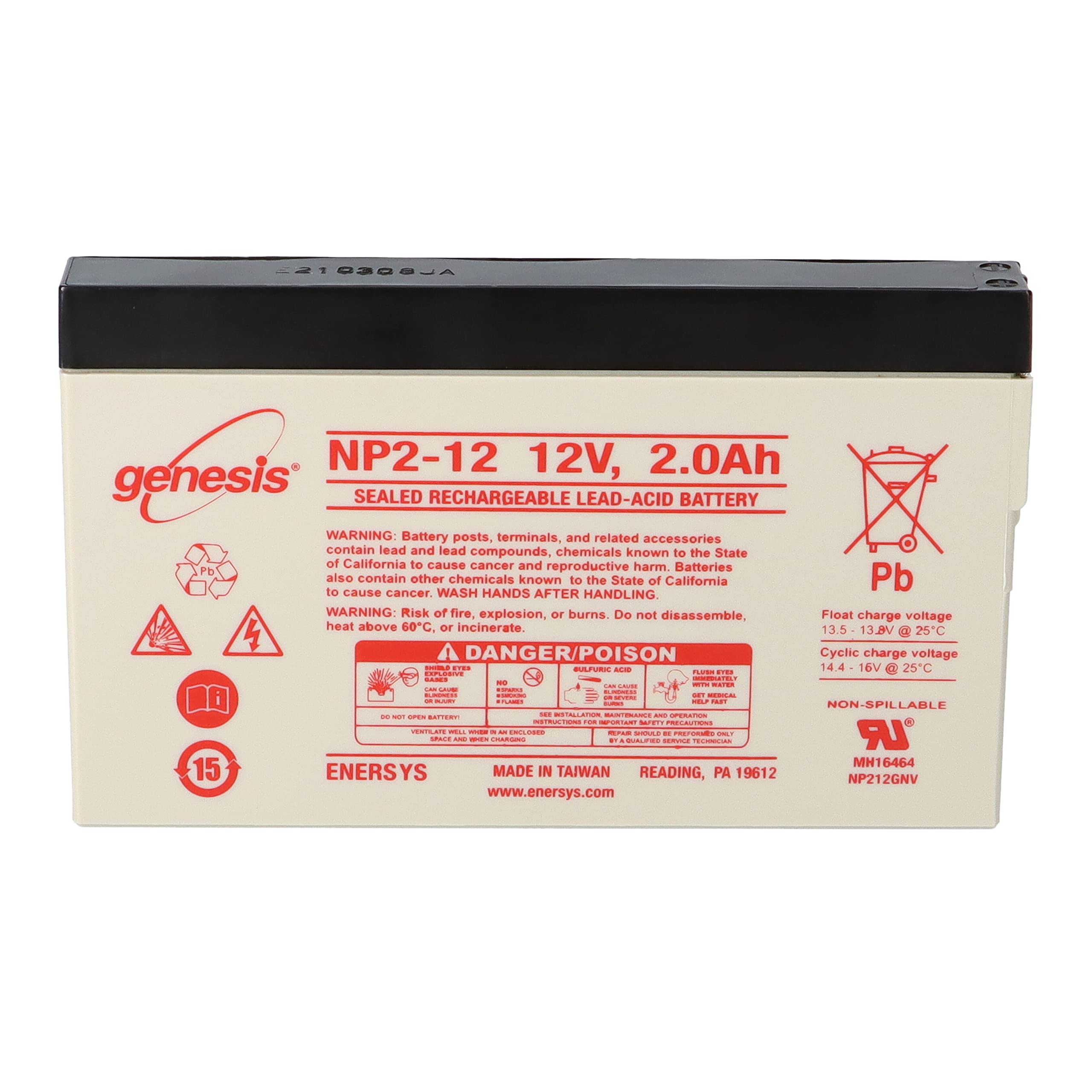 Batterie au plomb Hawker Genesis NP2-12FR 12 V 2,0 Ah AGM pour volet roulant sans entretien