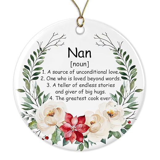 Nan Noun Ornament, Family Definition, Nan Definition Ornament, Christmas Ornament for Nan, Nan Gifts, Chirstmas Tree Ornament Printed on Both Sides