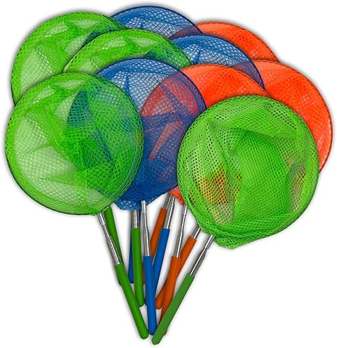 Redes telescópicas de pesca y mariposas para niños, extensibles hasta 34 pulgadas con agarre antideslizante, versátil herramienta de aventura al