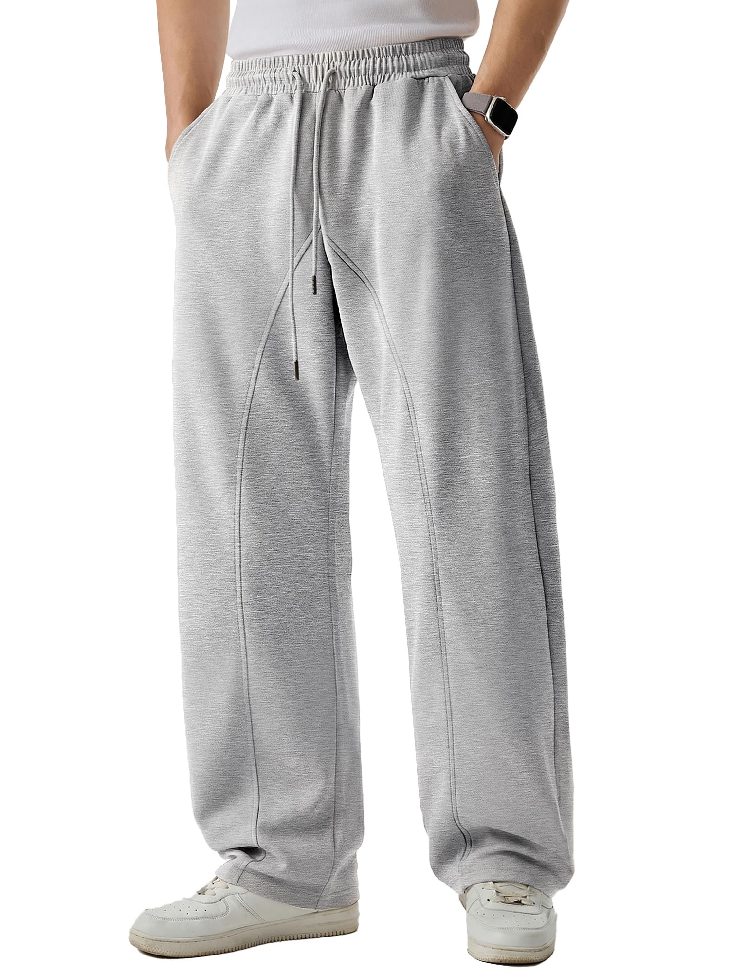 JMIERR Mens Casual Baggy Pants Wide Leg Travel Pants Streetwear Joggers with Pockets