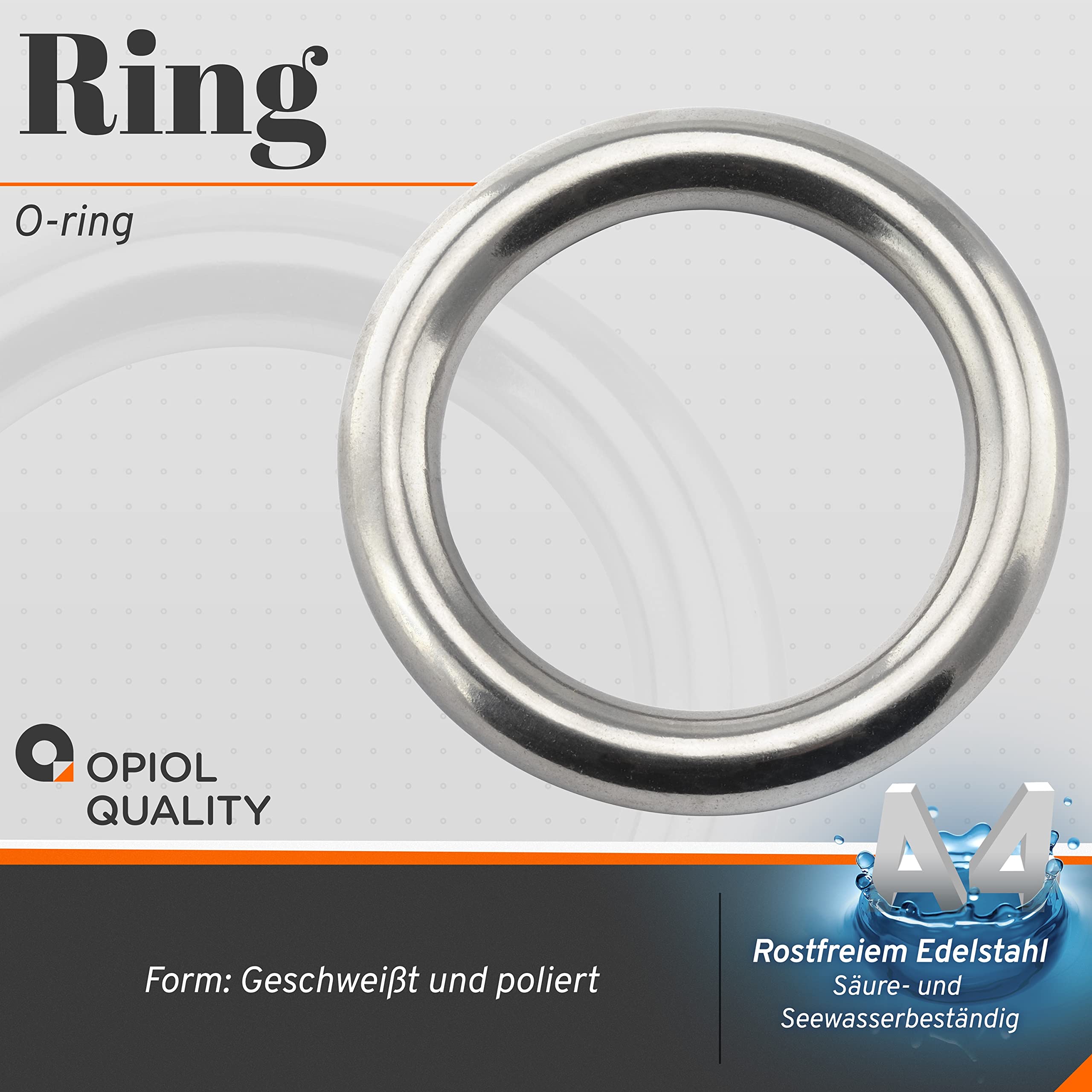 Ring geschweißt und poliert 60x10 mm aus Edelstahl A4 V4A (10 Stück) Metallring O-Ring Stahlring Ösen Edelstahlringe Oring Rundringe Rostfrei Öse