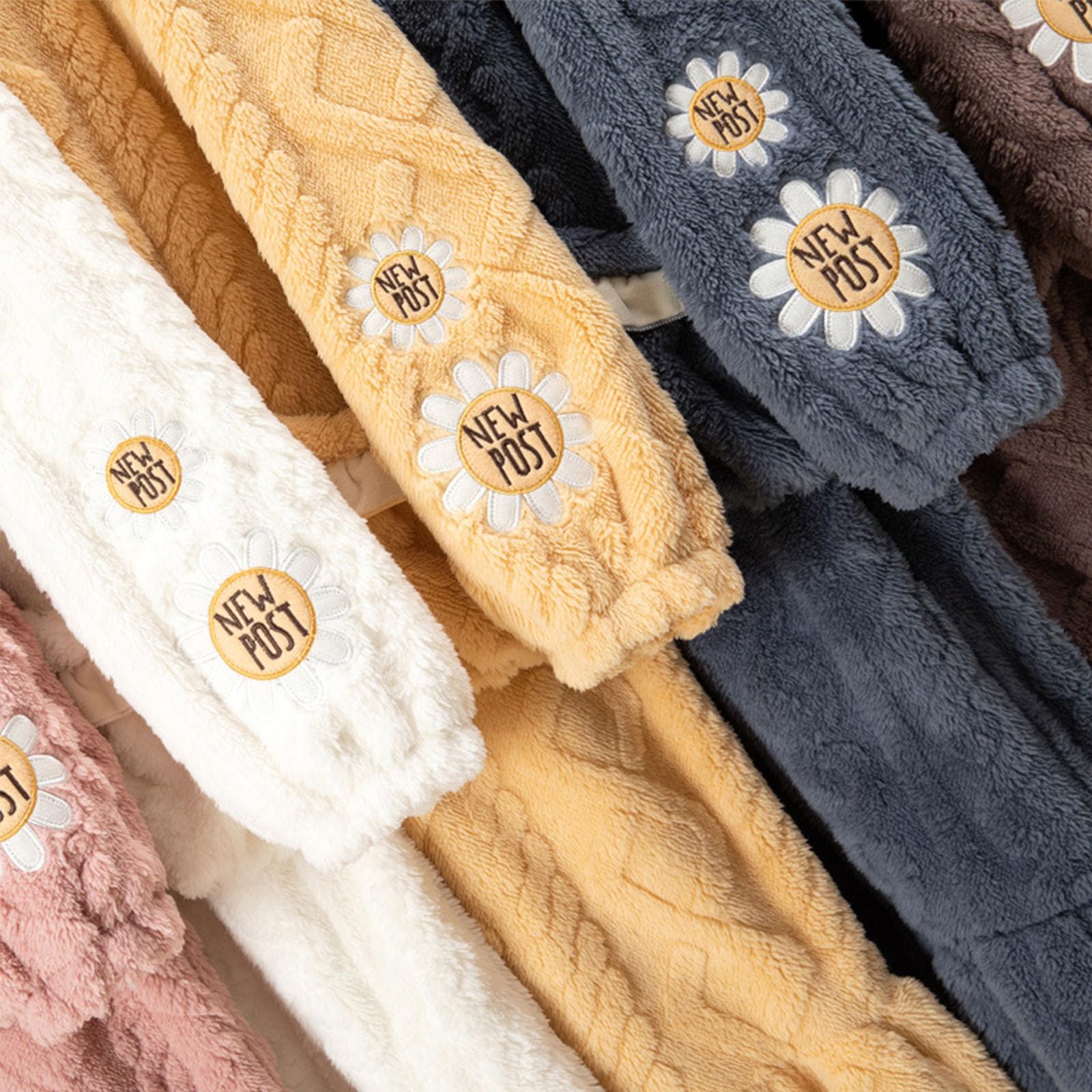 Generisch Camicia da notte invernale da donna, con scollo rotondo, a maniche lunghe, in flanella, calda, tinta unita, jacquard, con tasca, abito invernale di grandi dimensioni, abito da notte oversize