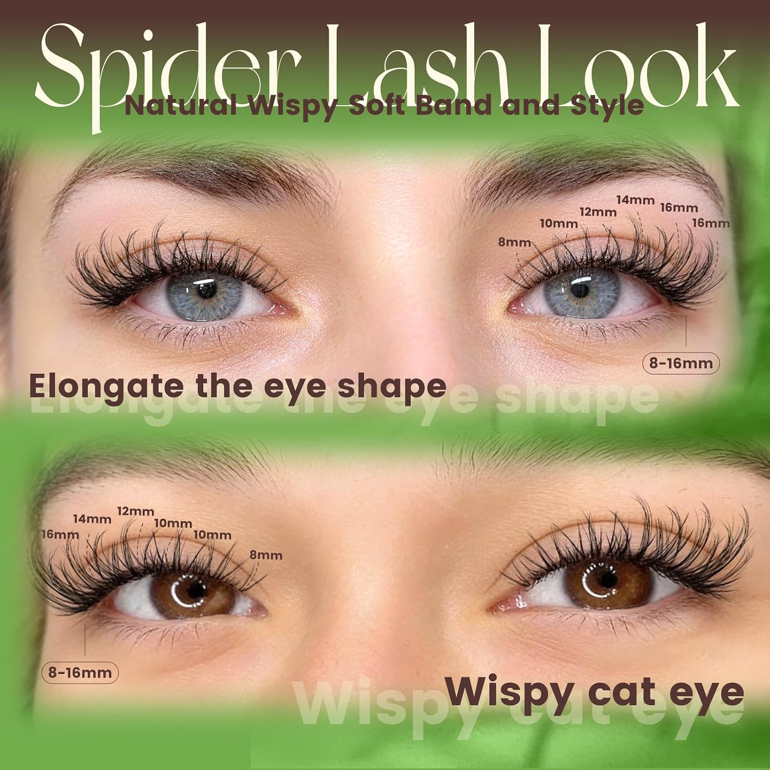 KEYYOU Flora Nova Spider Lash Clusters Kit Natural D Curl 8-16mm Mixed Tray | Ultra Thin Invisible Band, Complete DIY Set with Lash Tools for Everyday Makeup
