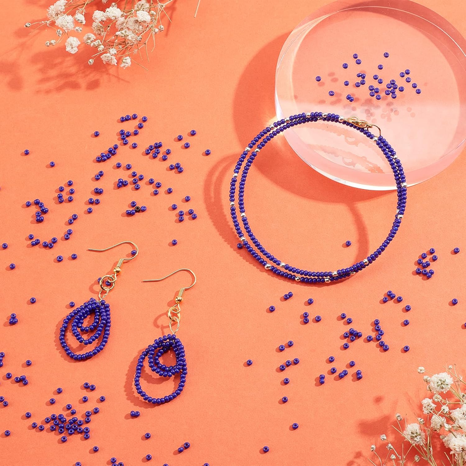 PH PandaHall 6000 Pcs 11/0 Glass Seed Beads, 2mm Seed Beads Round Waist Bead Mini Spacer Bead for Earring Choker Bracelet Neckalce Waist Chain Jewelry DIY Crafts Making, Royal Blue - Image 3